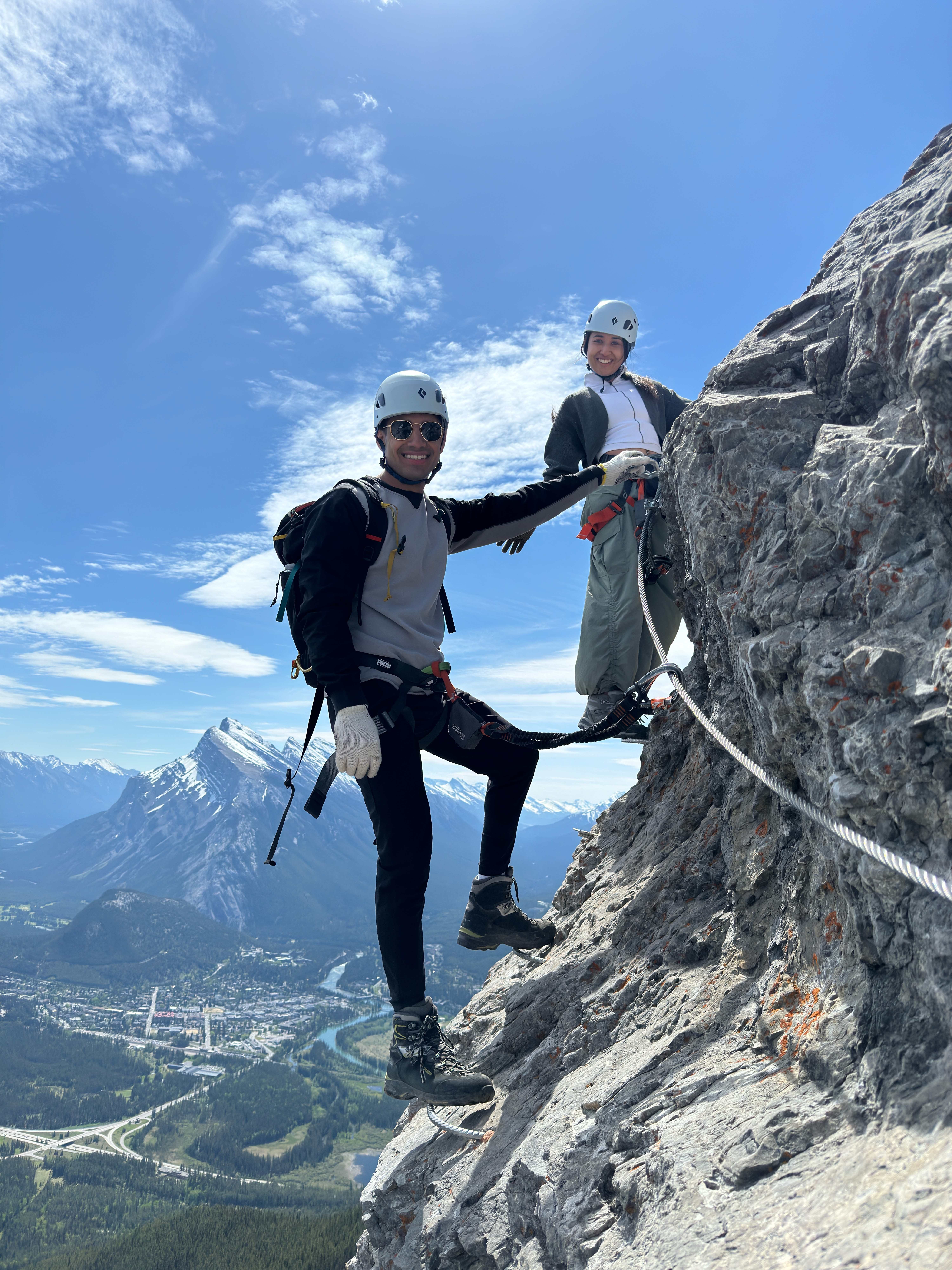 Mountain climbing via ferrata in Banff