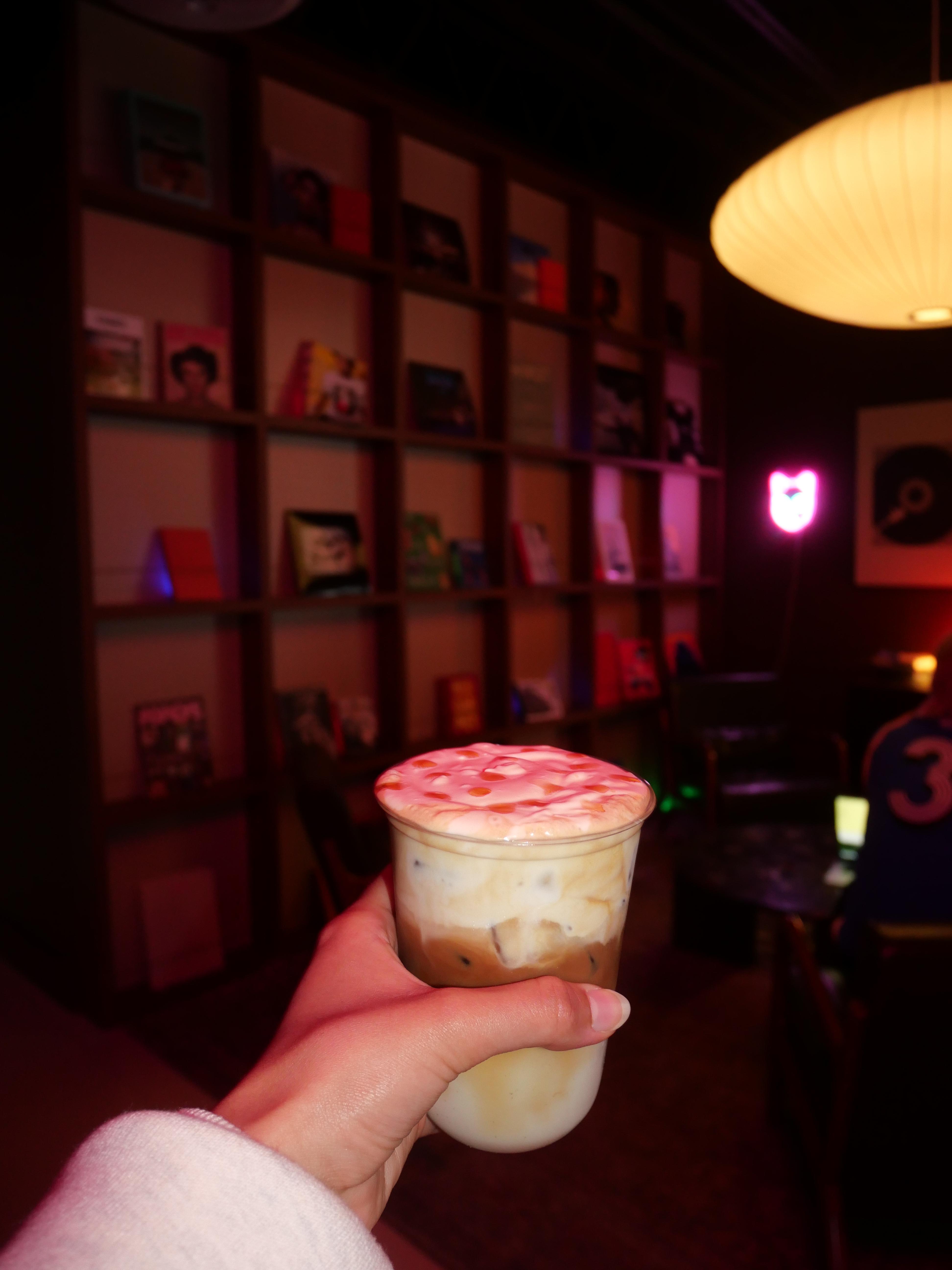 Vinyl record store latte